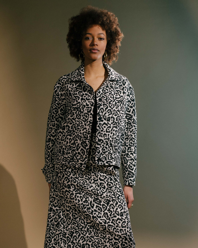 Angavo Black and White Jacquard Jacket