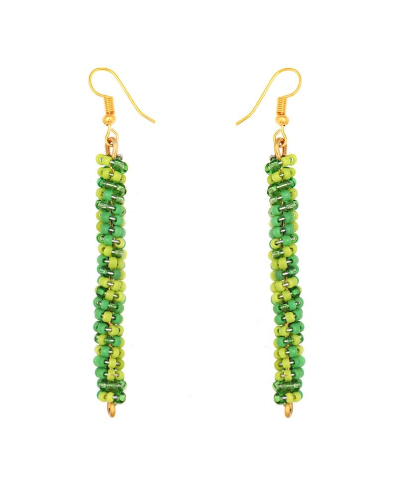 Gomani Beaded Green Stem Earrings