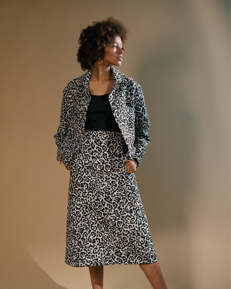 Angavo Black and White Jacquard Jacket