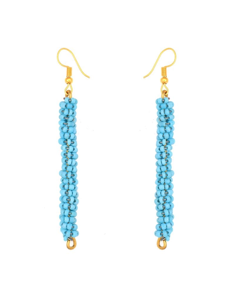 Gomani Beaded Sky Blue Stem Earrings
