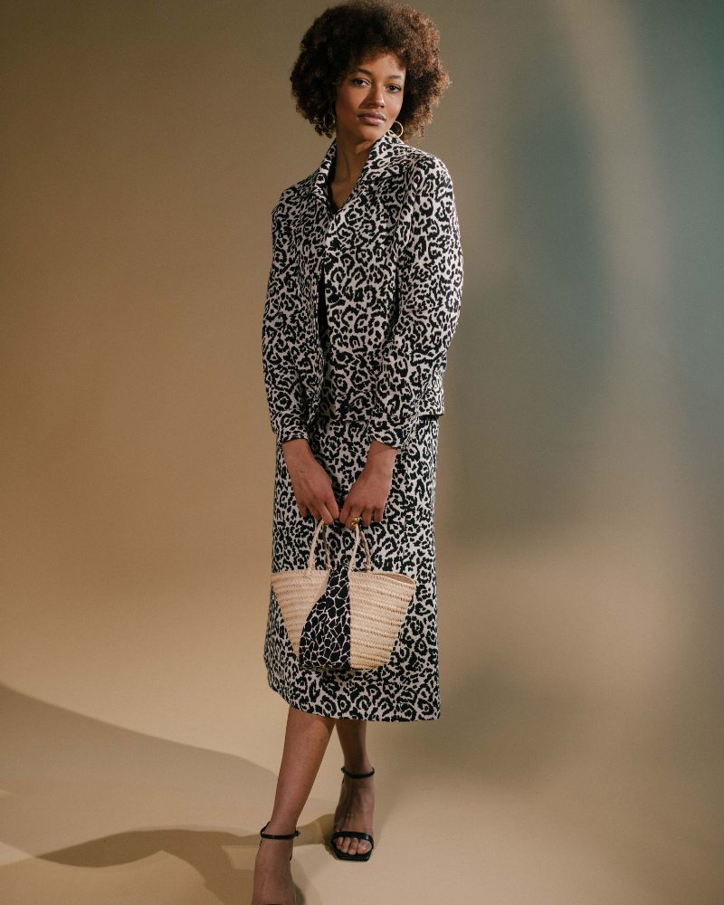 Angavo Black and White Jacquard Jacket