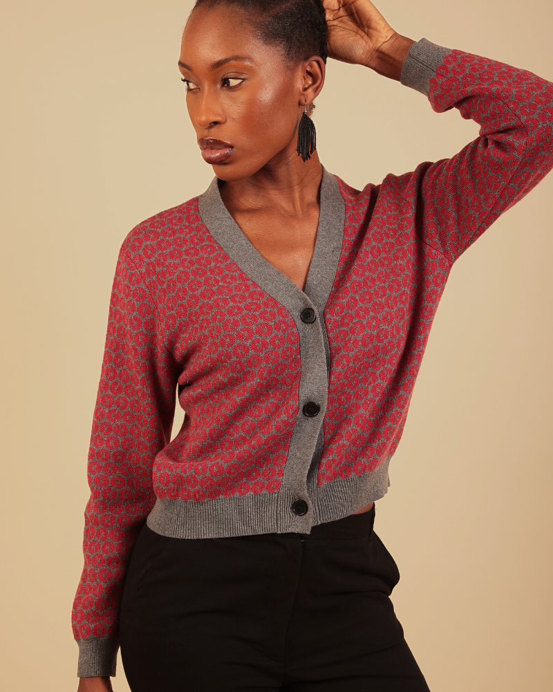 Homa Patterned Jacquard Cardigan