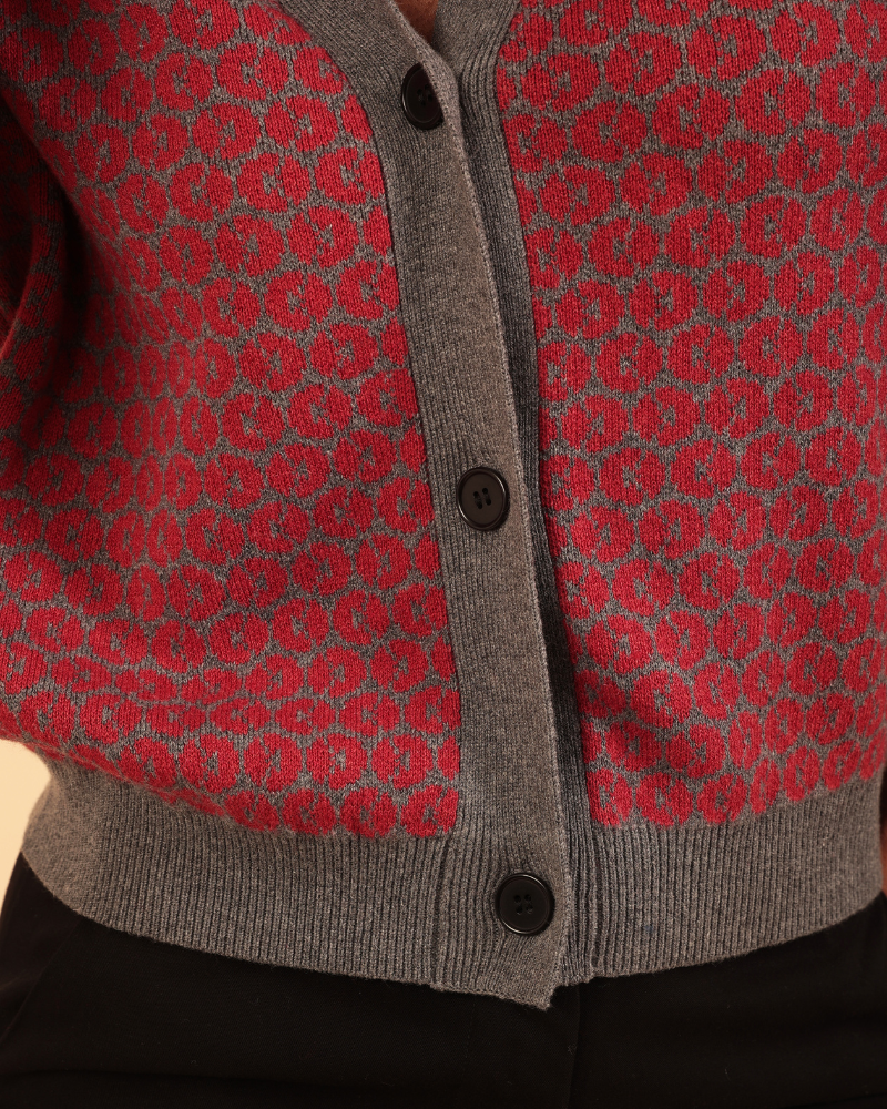 Homa Patterned Jacquard Cardigan