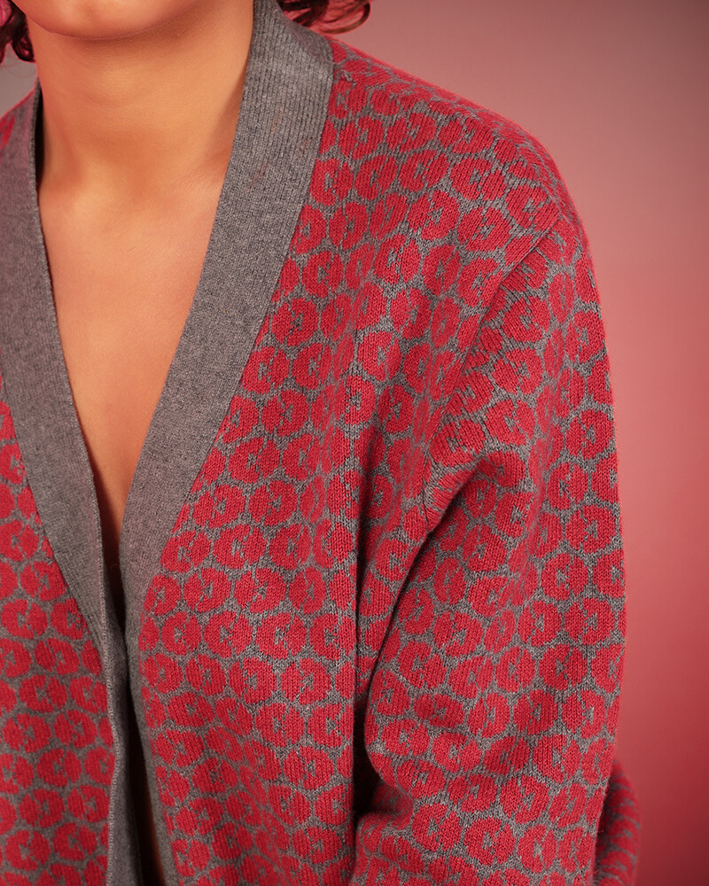 Homa Patterned Jacquard Cardigan