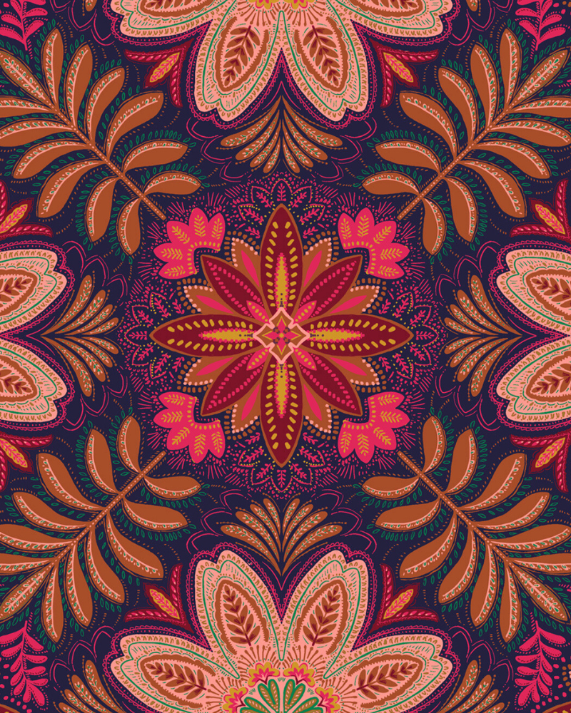 Hadu 3/4 Sleeve Printed Midi Dress