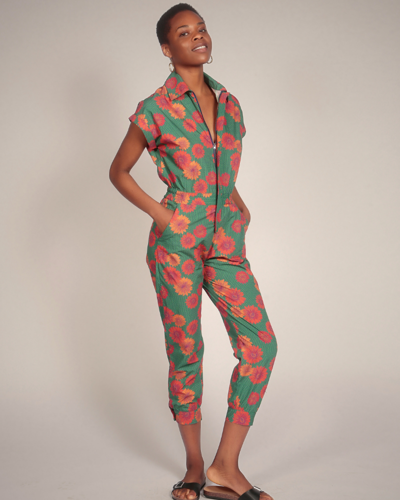Agou Red Daisy Print Jumpsuit