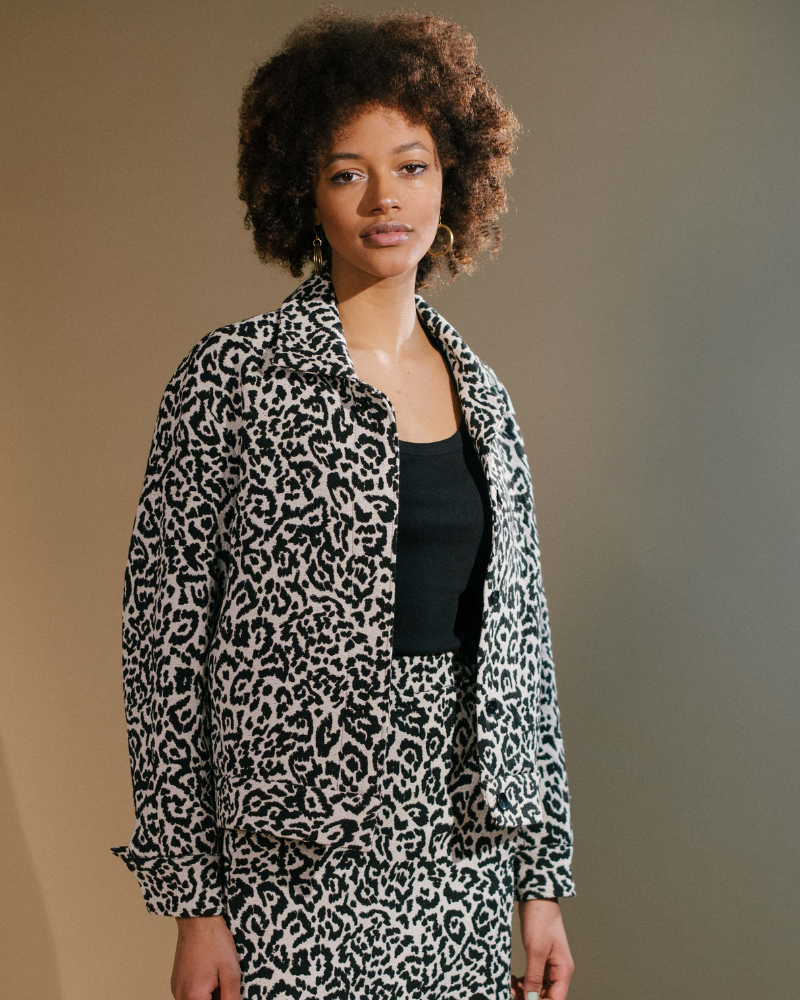 Angavo Black and White Jacquard Jacket