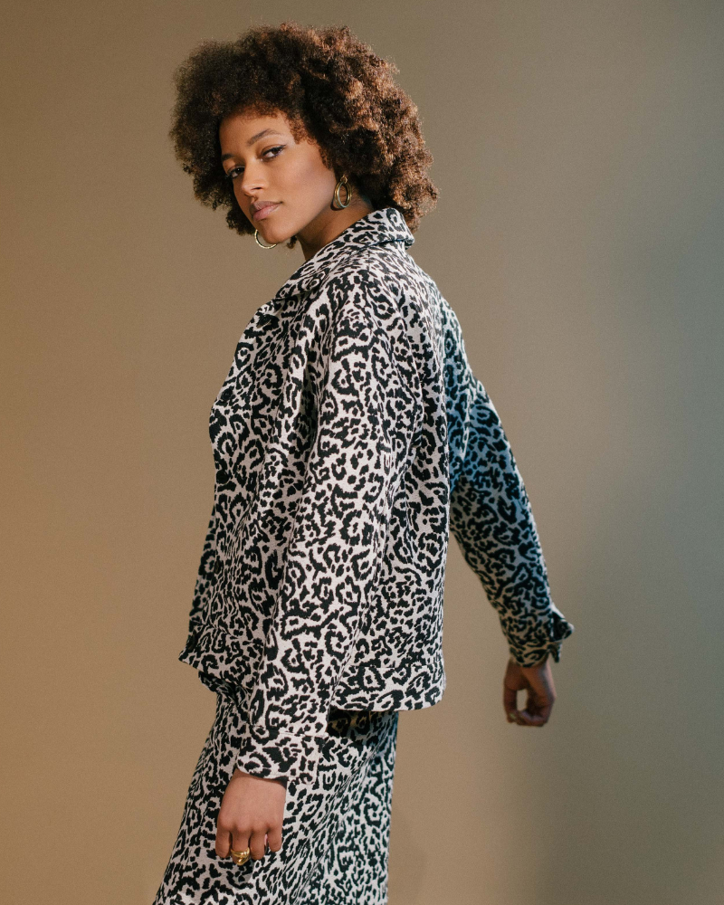 Angavo Black and White Jacquard Jacket