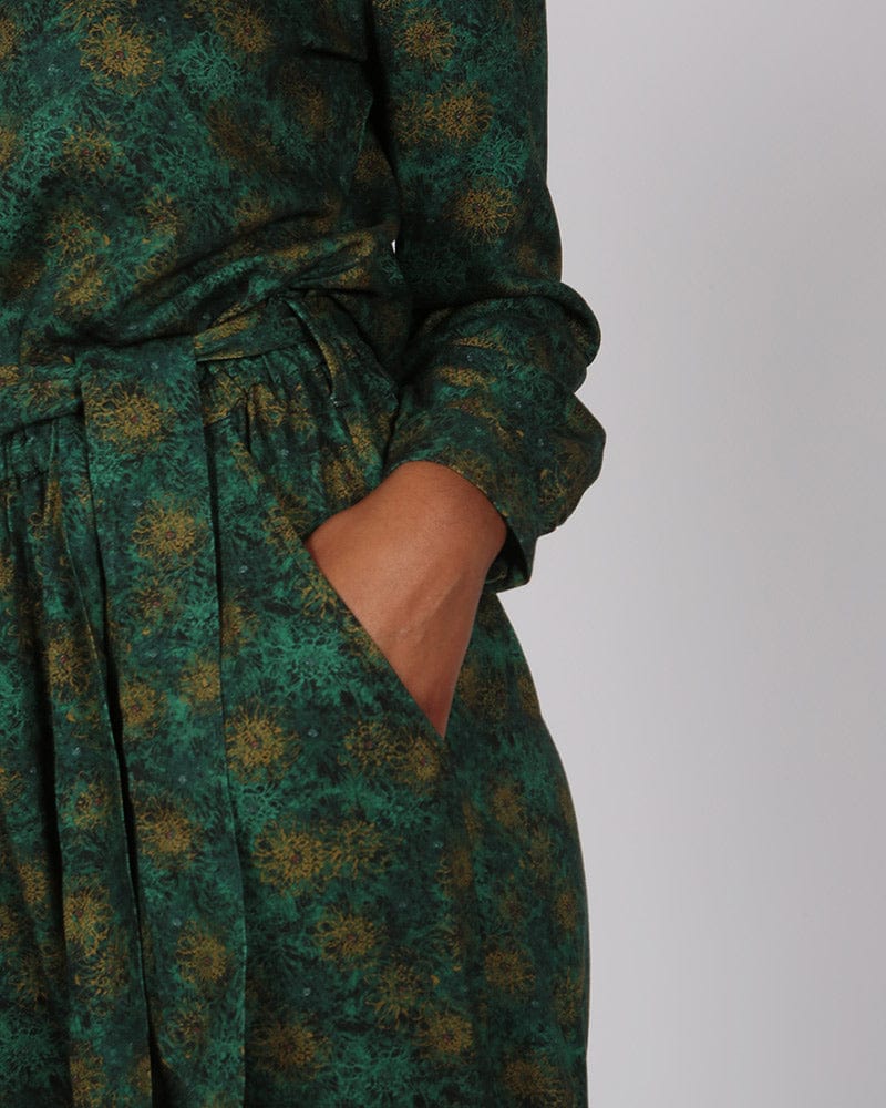 Mafadi Long Sleeve Green Print Jumpsuit