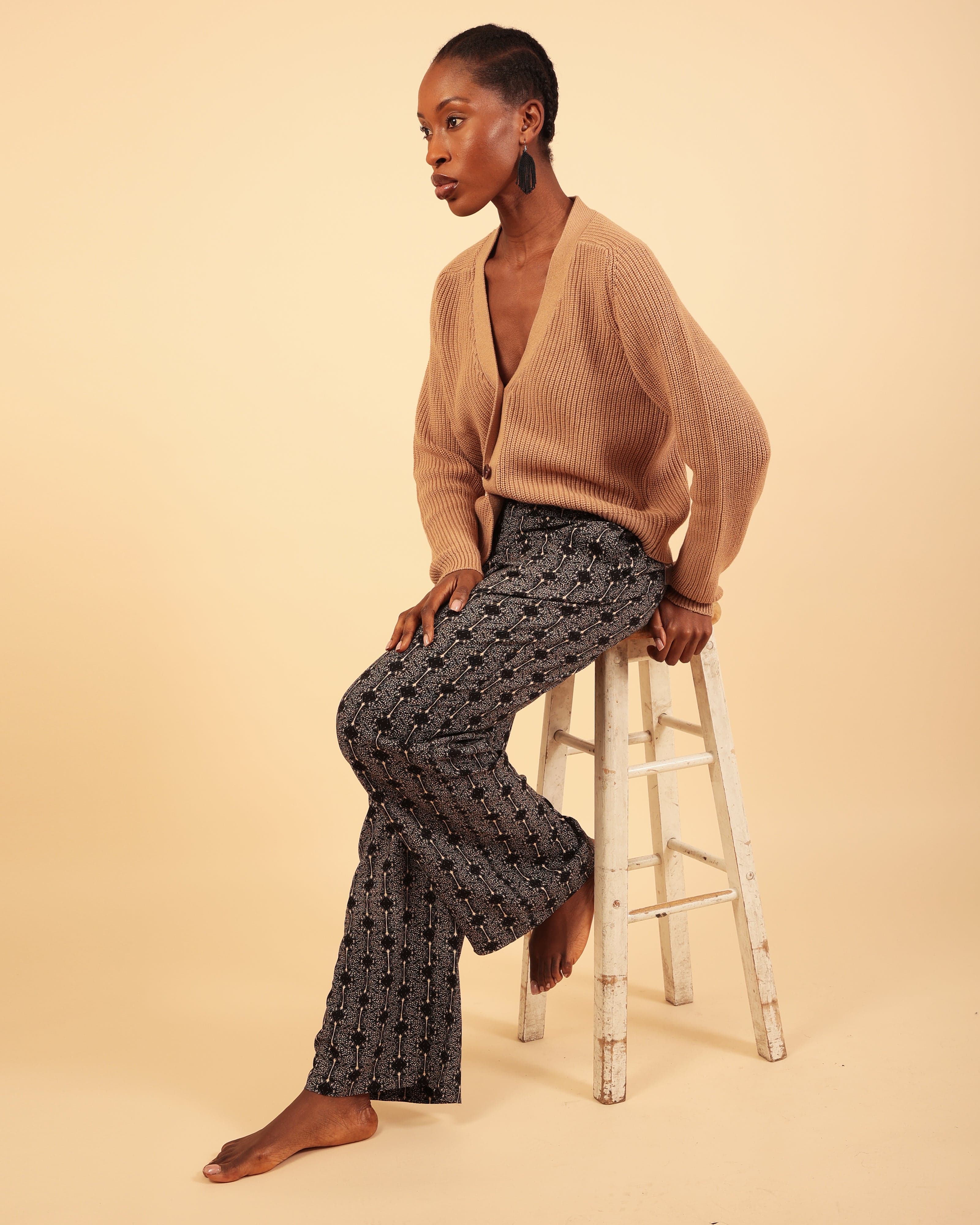 Bwahit Black Print Wide Leg Trouser