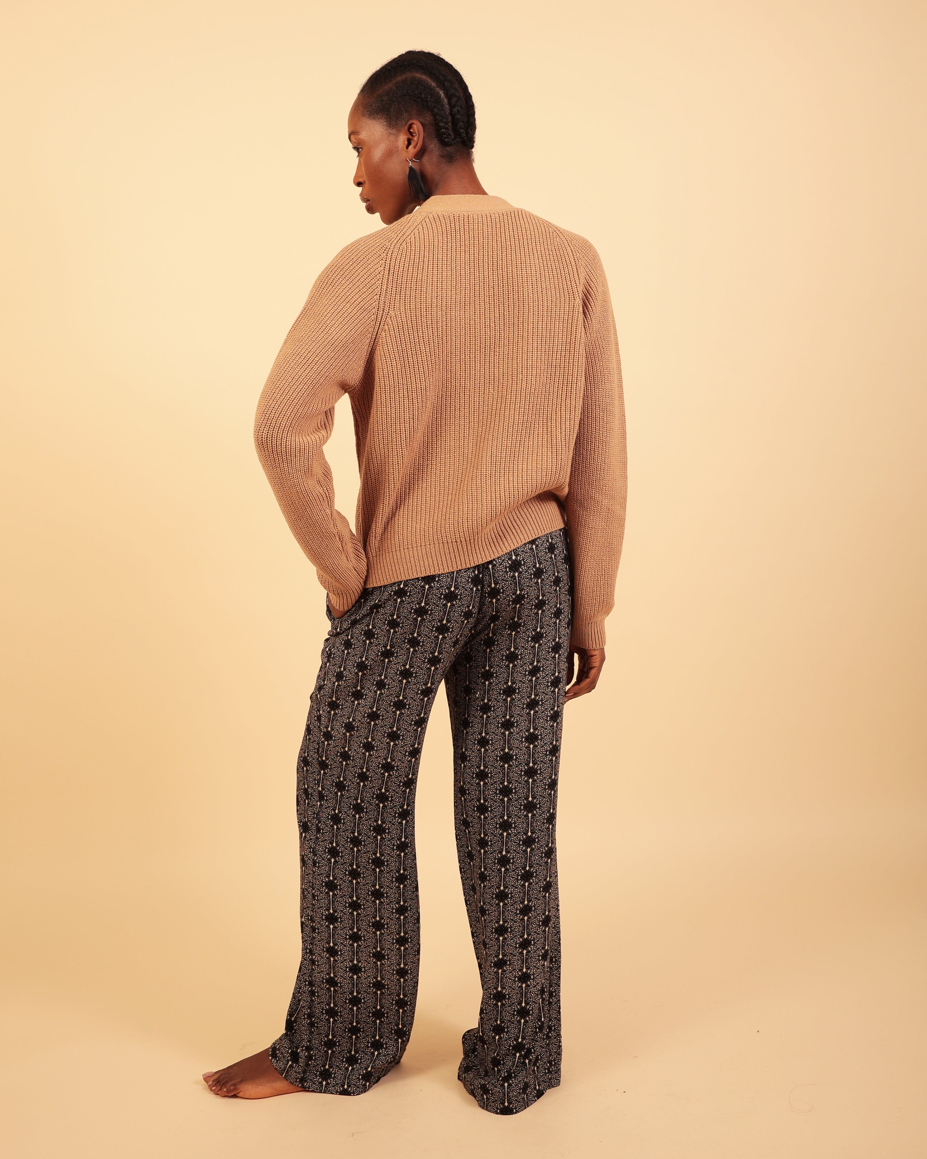 Bwahit Black Print Wide Leg Trouser