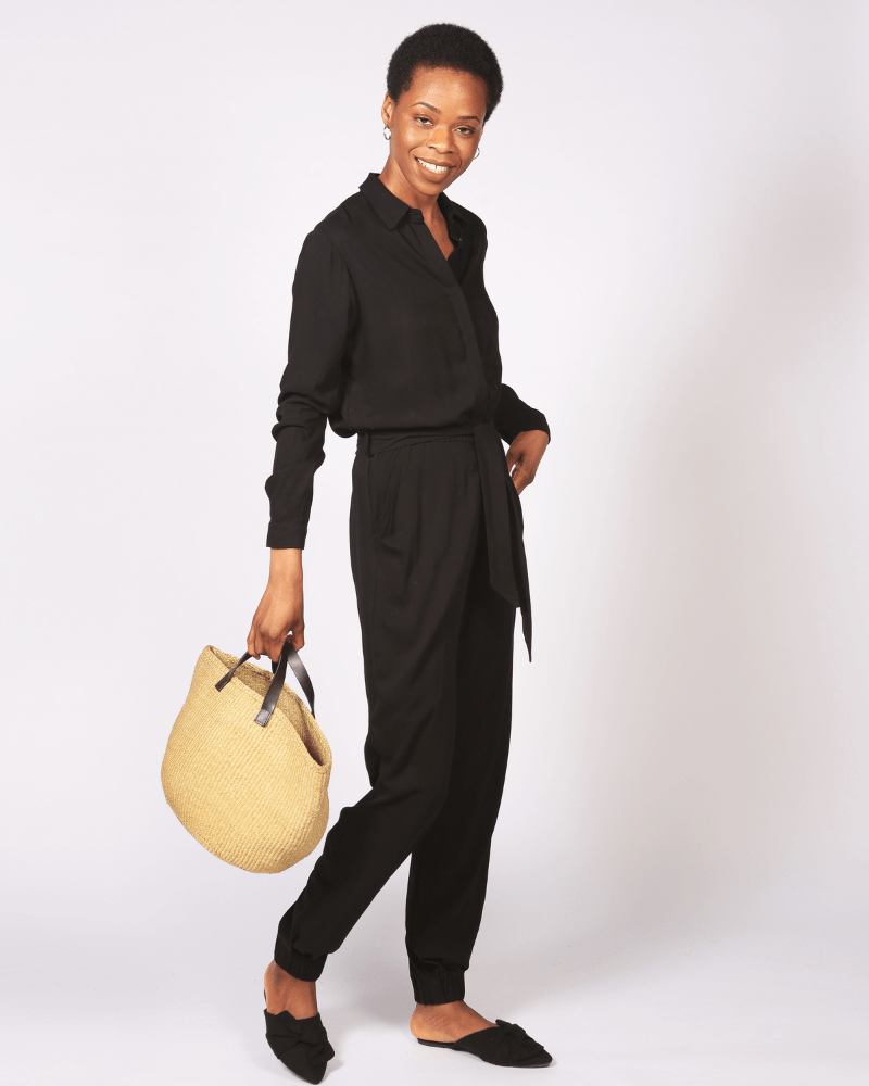 Mafadi Long Sleeve Black Printed Lenzing™ Ecovero™ Jumpsuit