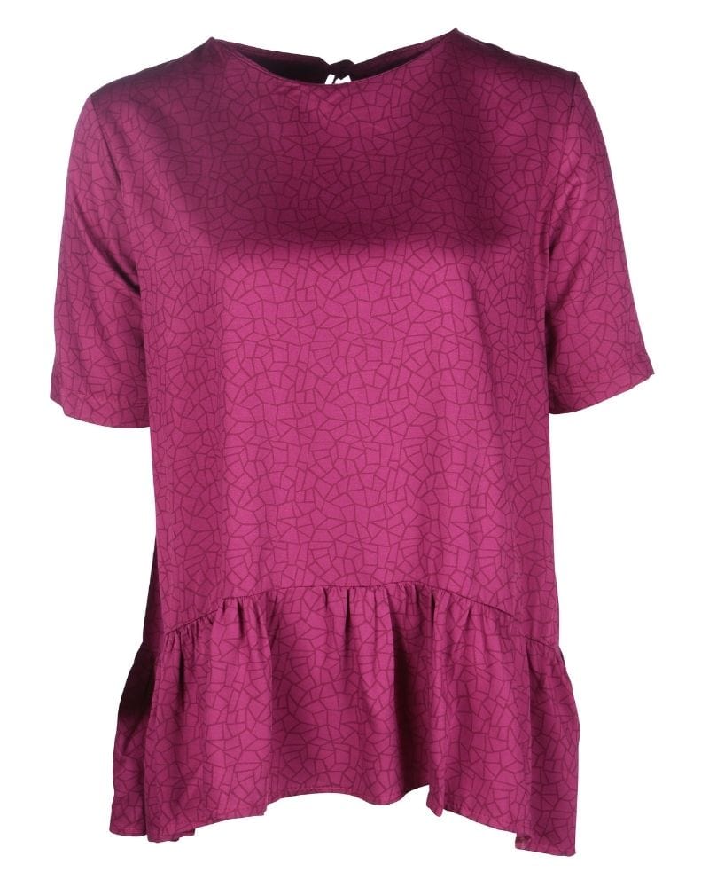 Otse Lenzing™ Ecovero™ Fushia Short Sleeve Peplum Top