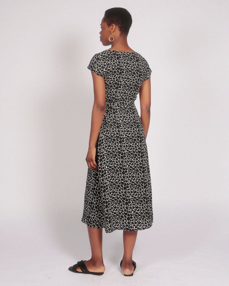 Azurki Black and White Midi Wrap Dress