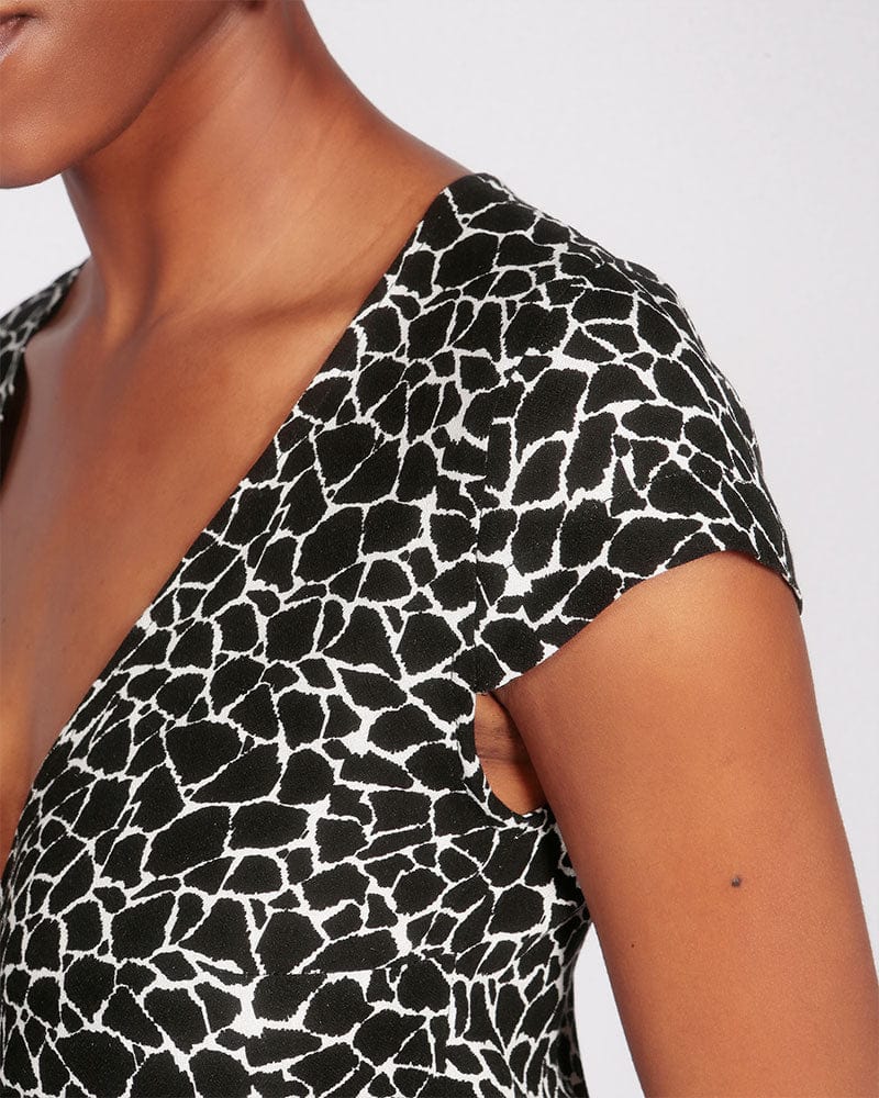 Azurki Black and White Midi Wrap Dress