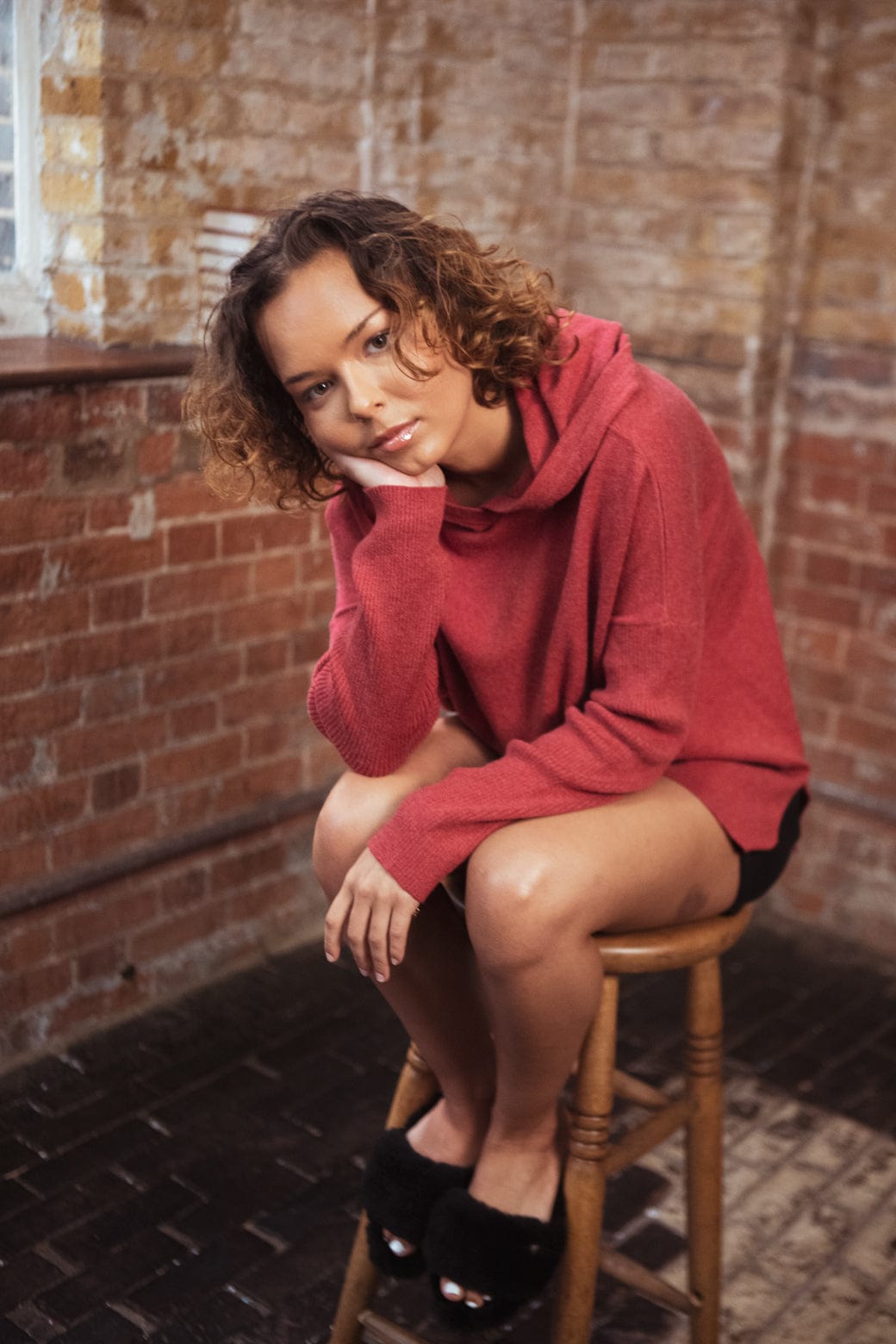 Kadam Knitted Red Hoody In Responsible Wool & Organic Cotton