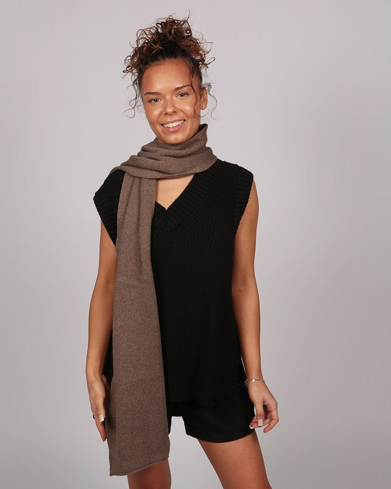 Saadani Rib Knit Mocha Marl Scarf