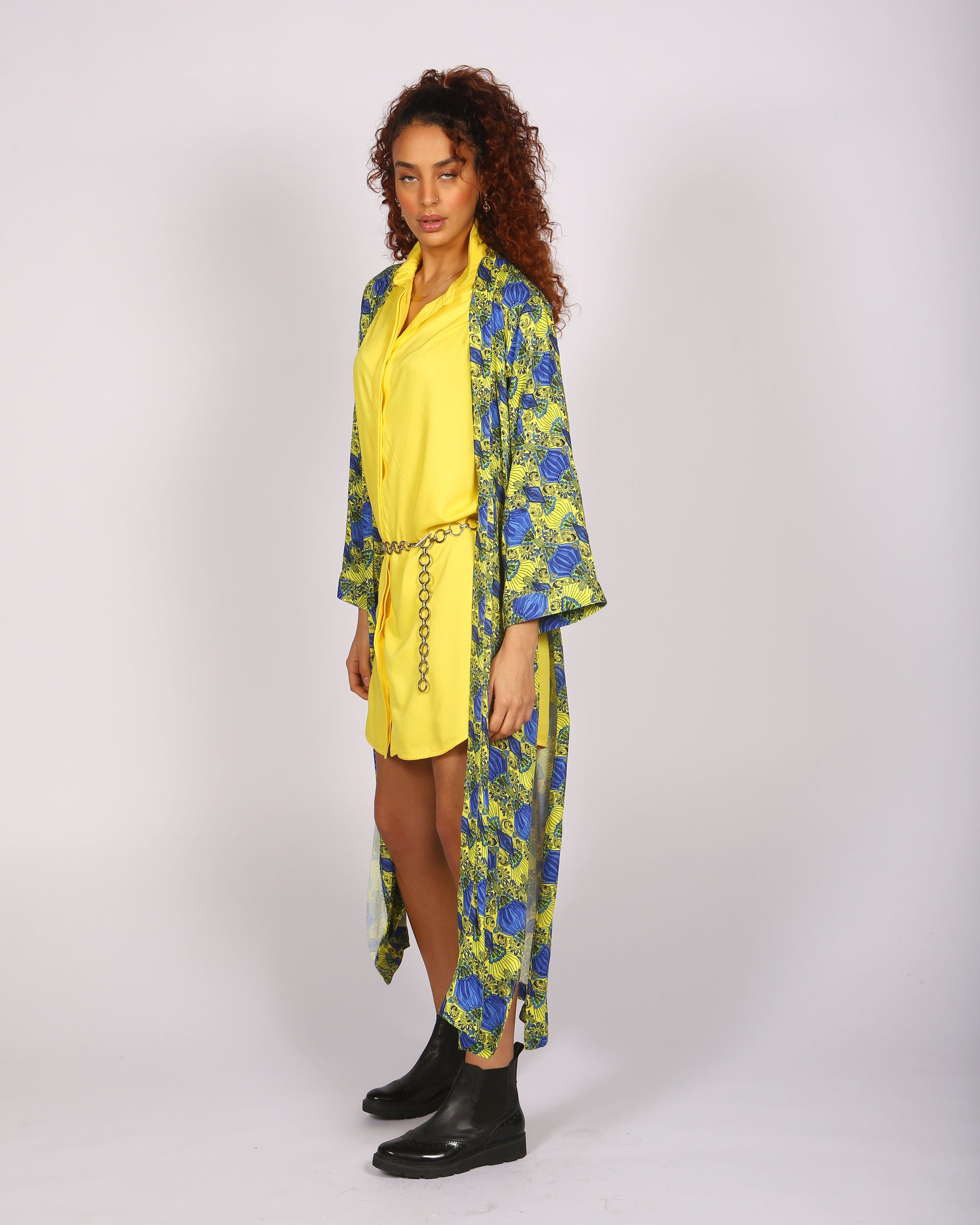 Batian Lenzing™ Ecovero™ Yellow Print Long Kimono