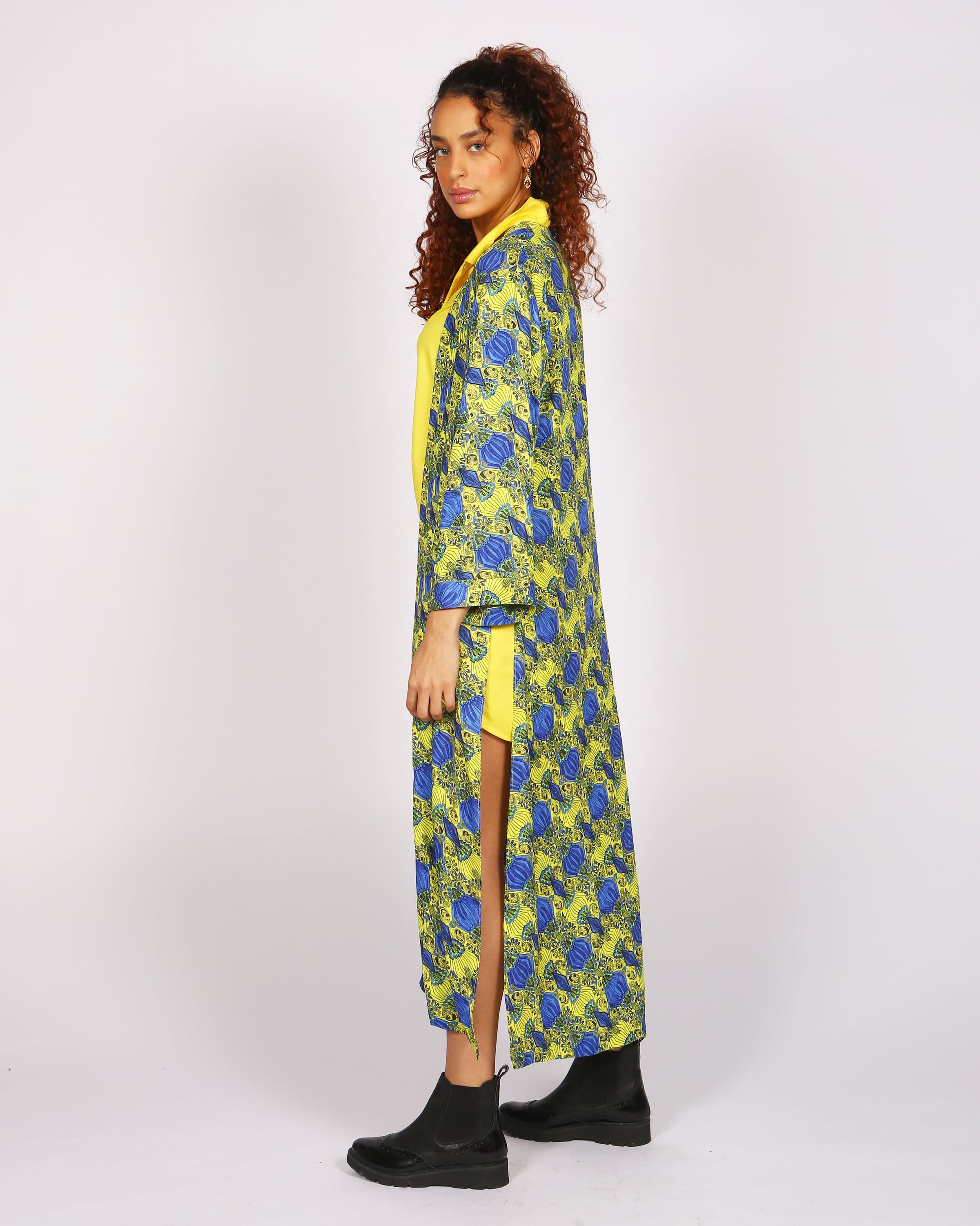 Batian Lenzing™ Ecovero™ Yellow Print Long Kimono