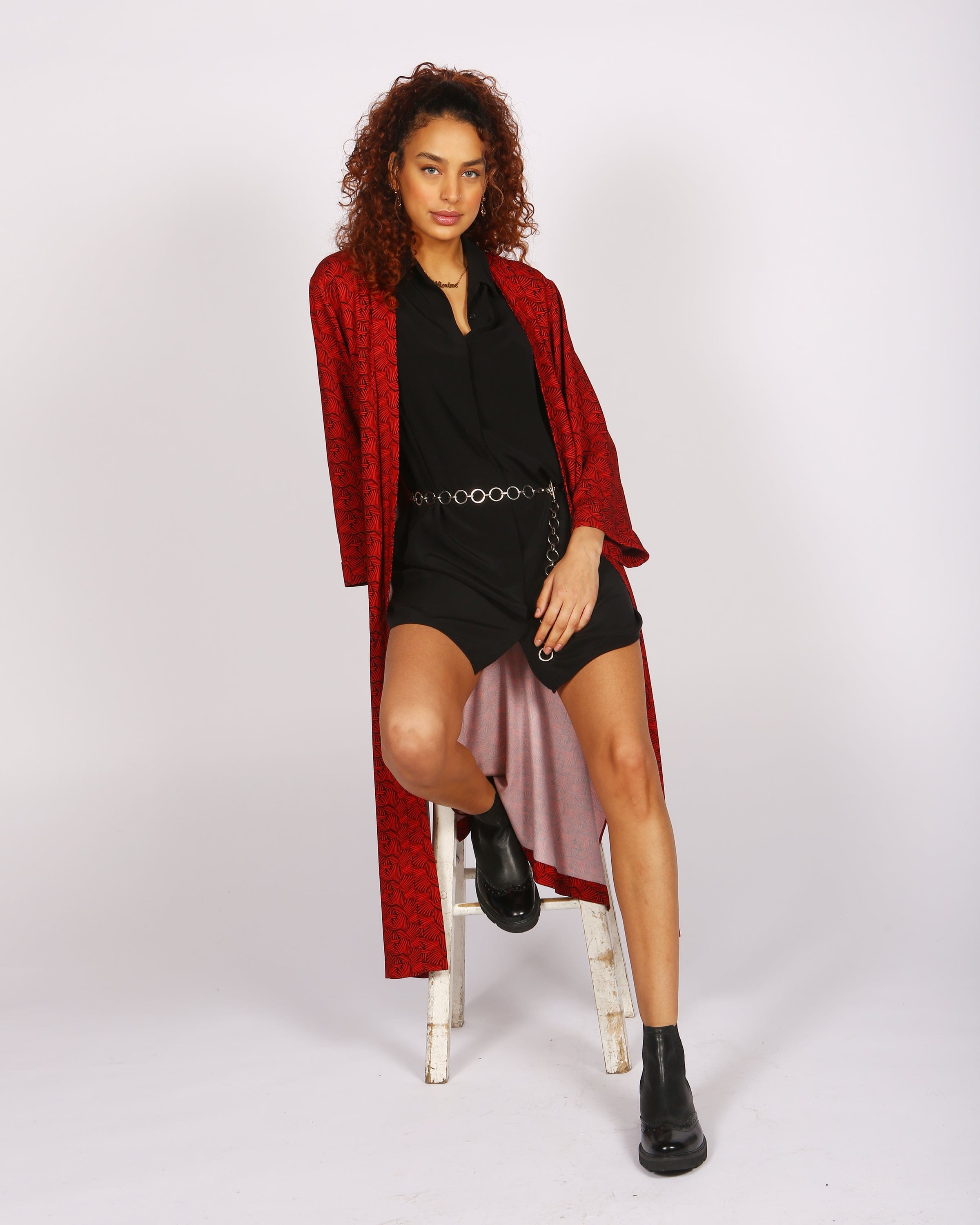 Batian Lenzing™ Ecovero™ Red Printed Long Kimono