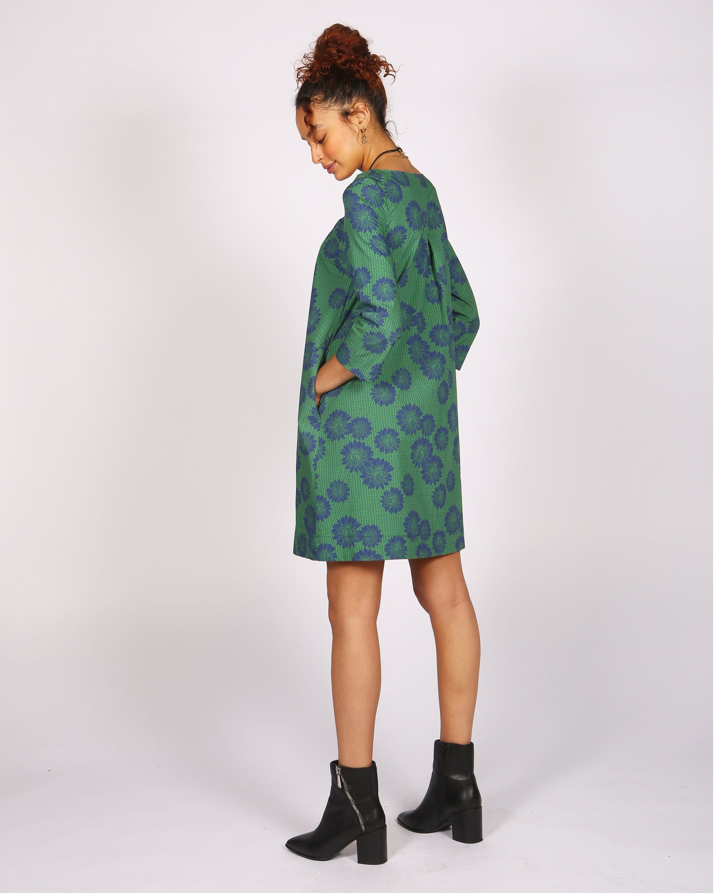 Bale Blue Daisy Short Sleeve A Line Dress