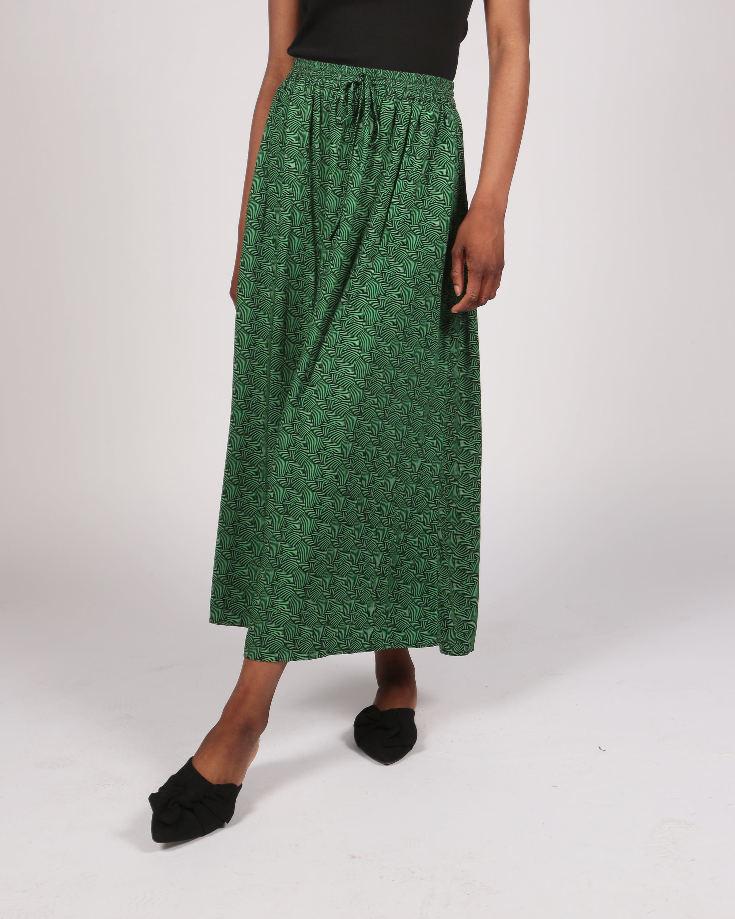Choqa Lenzing™ Ecovero™ Green Printed Elasticated Skirt