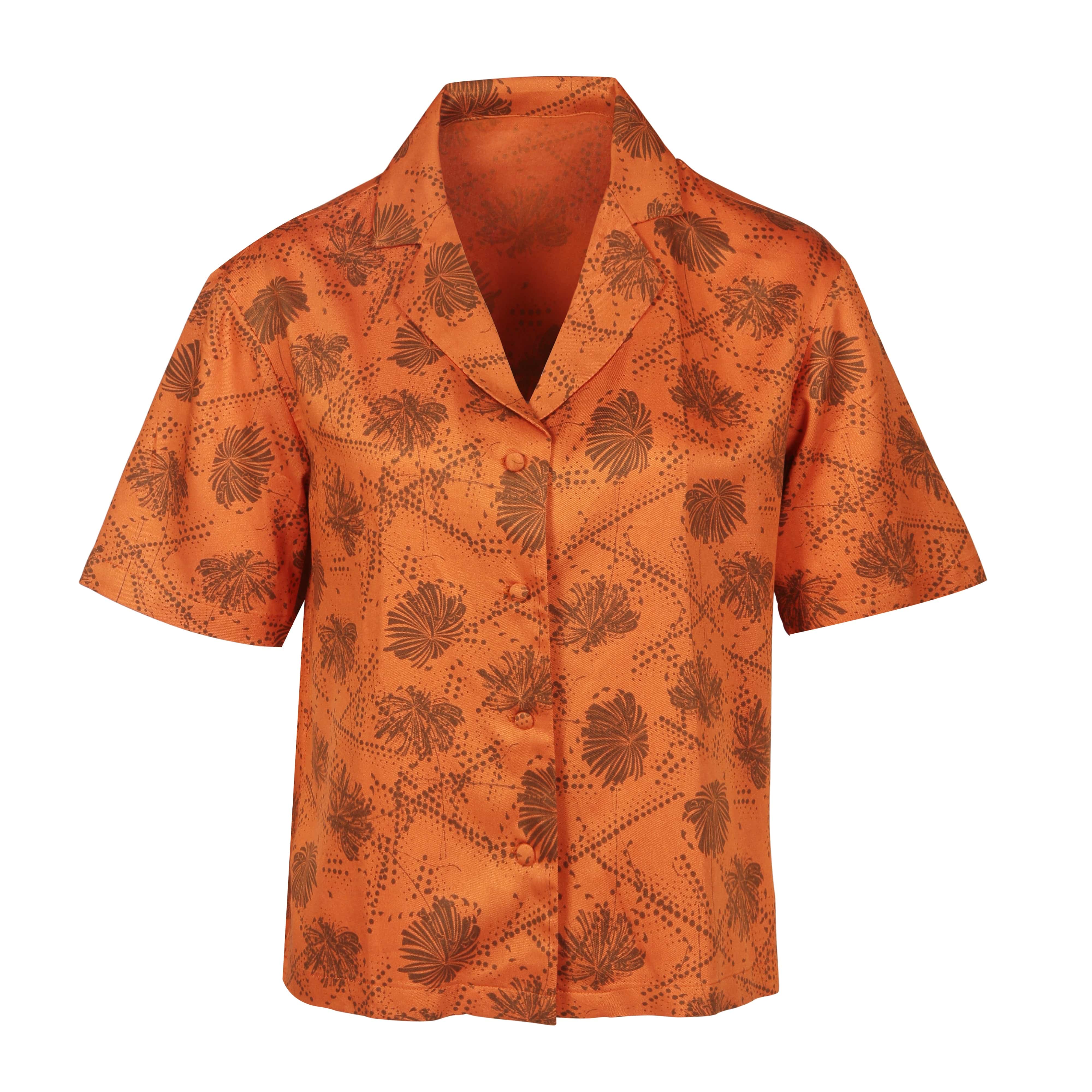Golis Orange Floral Short Sleeve Button Through Shirt