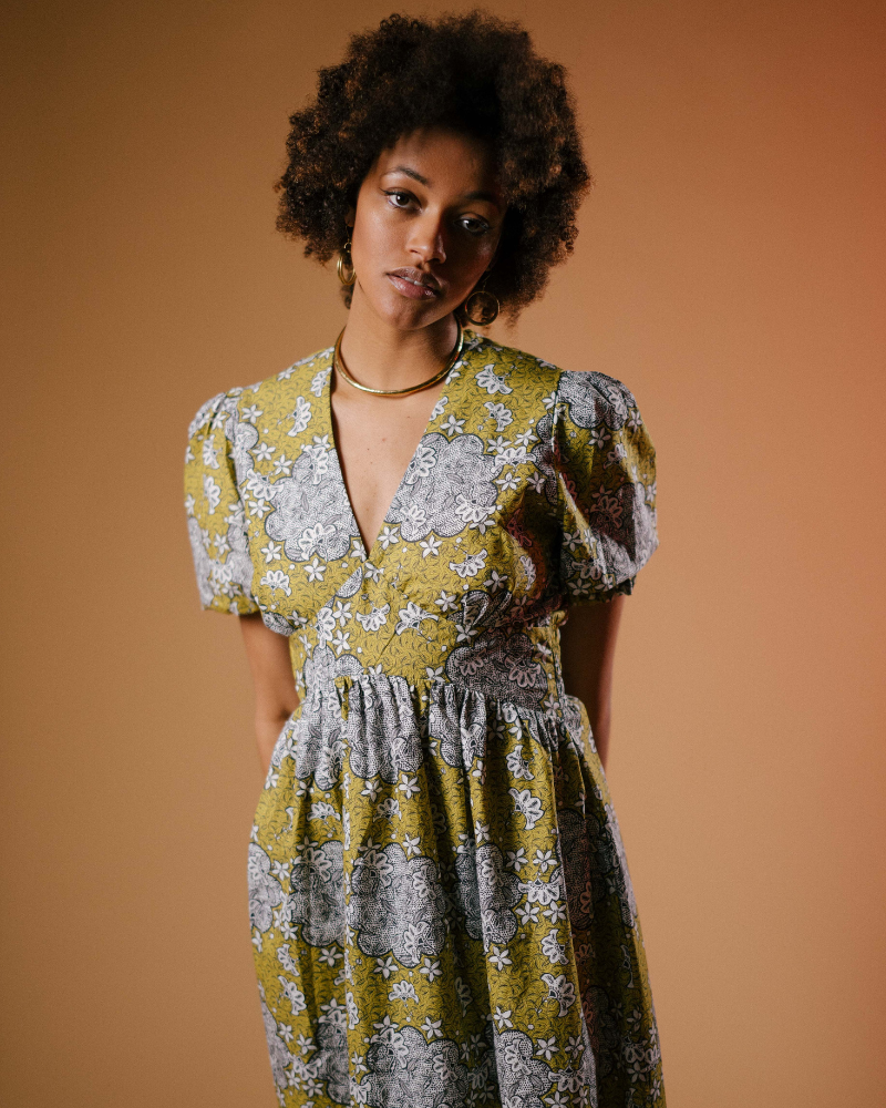 Yegura Short Sleeve Printed Midi Dress