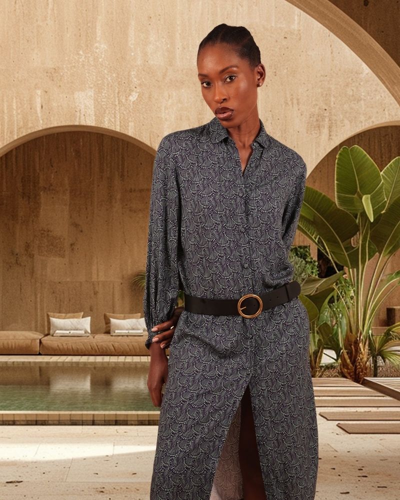 Tumbine Printed Shirt Dress With Belt