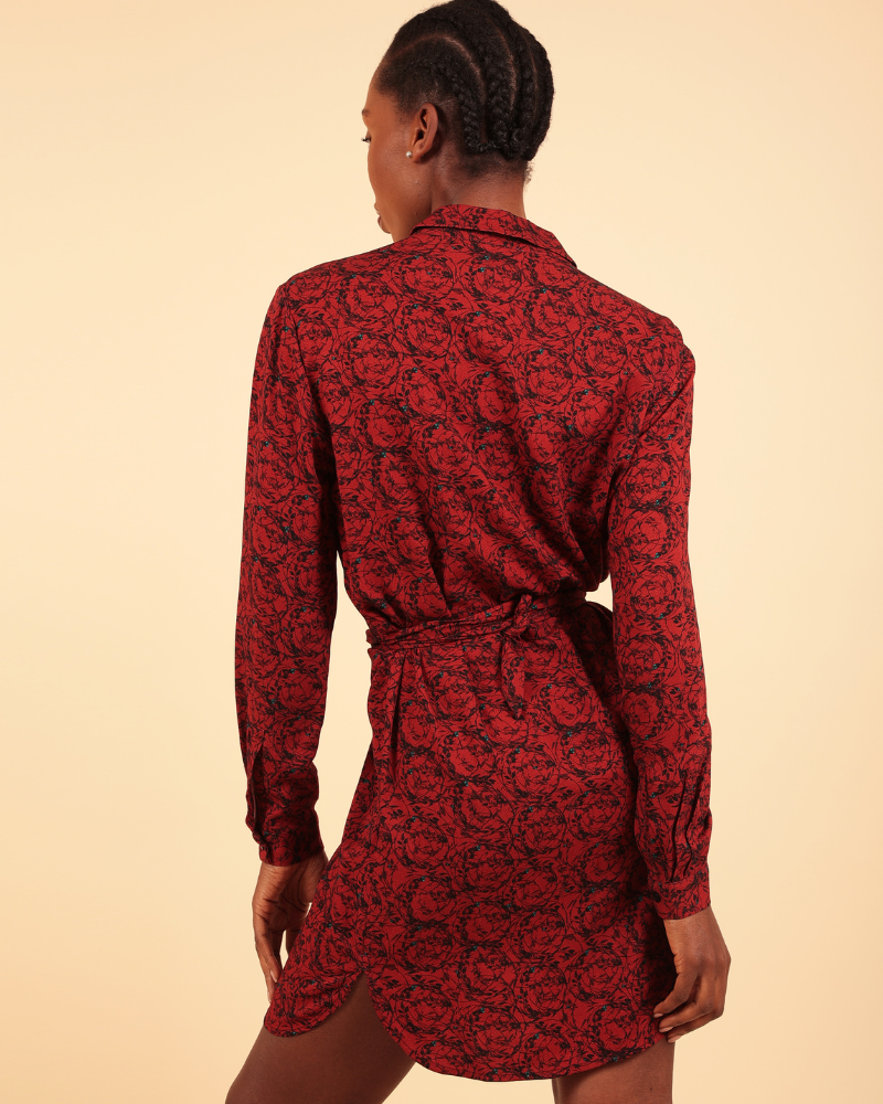 Guna Cissus Chilli Print Long Sleeved Shirt Dress