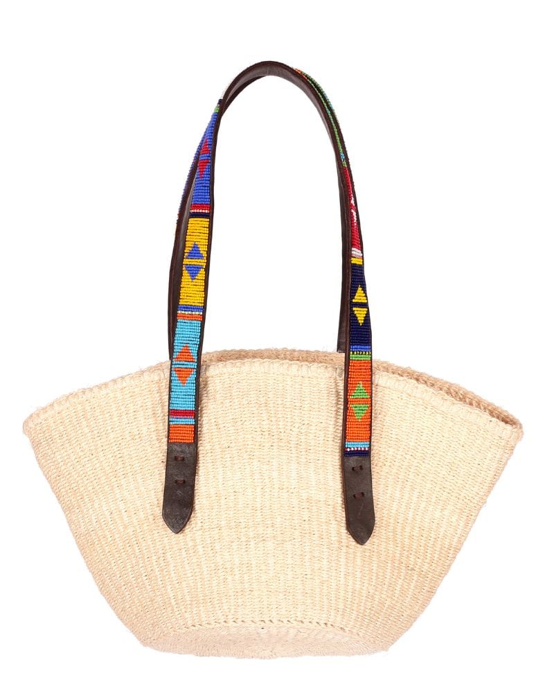 Kiunga Basket with Beaded Straps