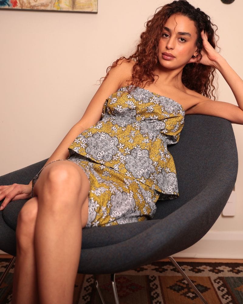 Sabinyo Printed Bandeau Cotton Top