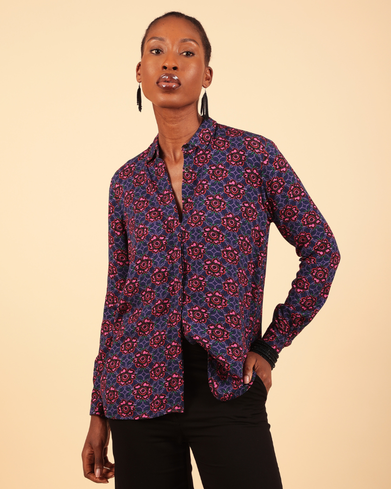 Serala Long Sleeve  Printed Collared shirt