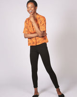 Golis Orange Floral Short Sleeve Button Through Shirt