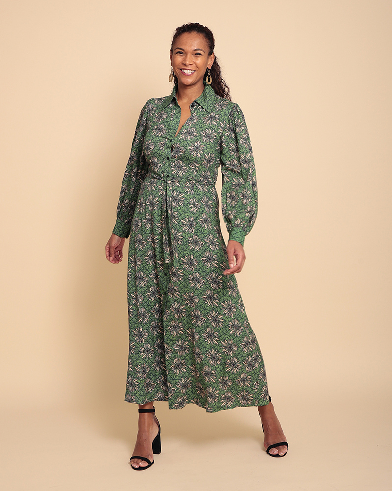 Welel Long Sleeve Printed Shirt Dress