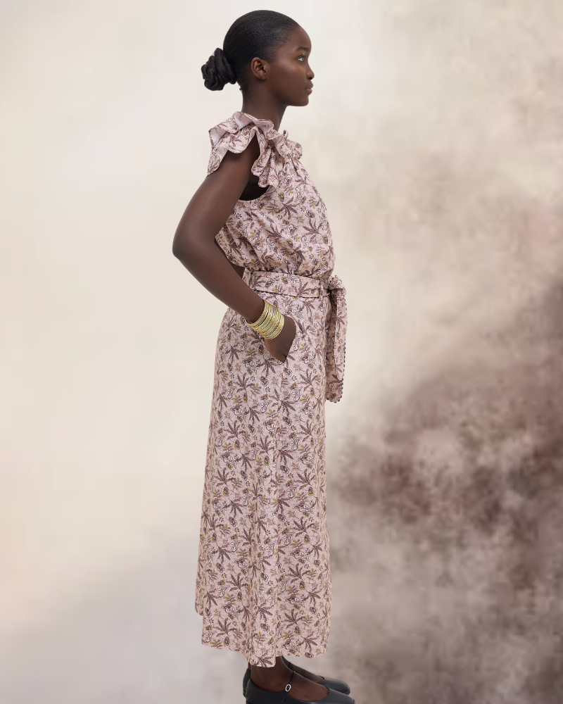 Hay Printed Button Through Midi Skirt  With Belt