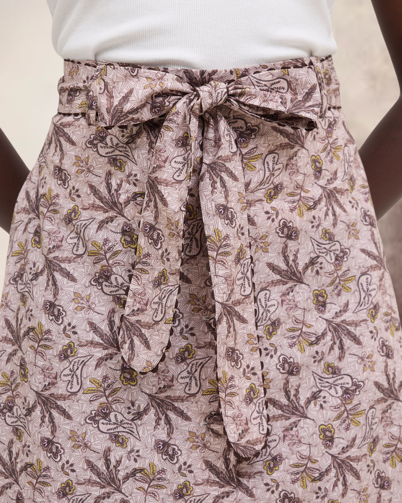 Hay Printed Button Through Midi Skirt  With Belt