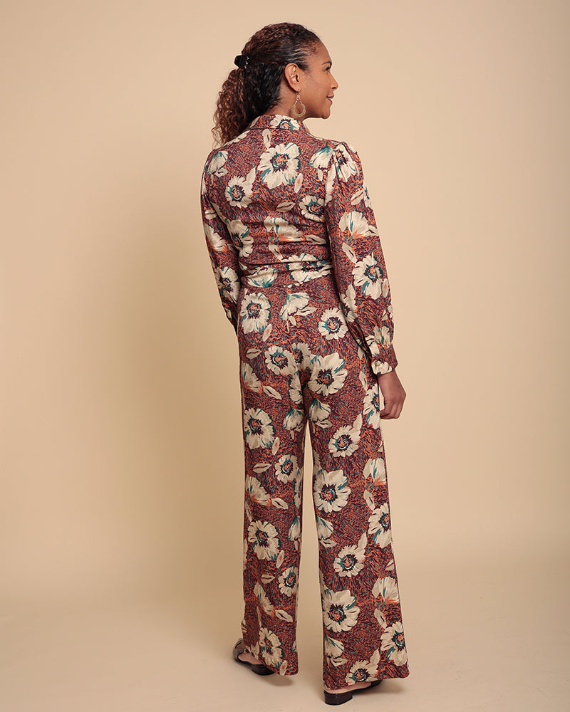 Olmoti Long Sleeve  Floral Print Jumpsuit