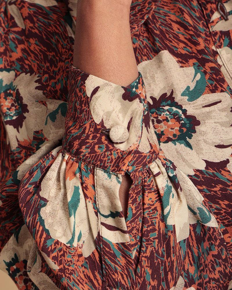 Olmoti Long Sleeve  Floral Print Jumpsuit