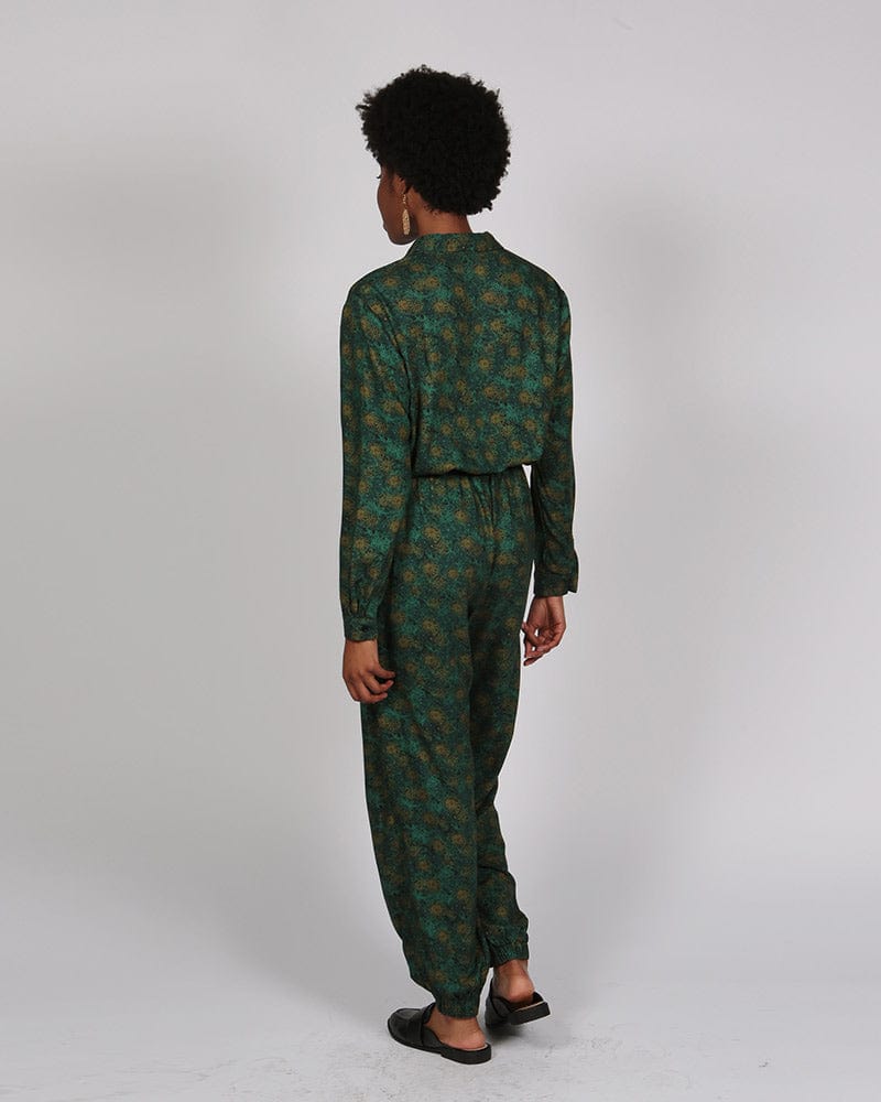 Mafadi Long Sleeve Green Print Jumpsuit