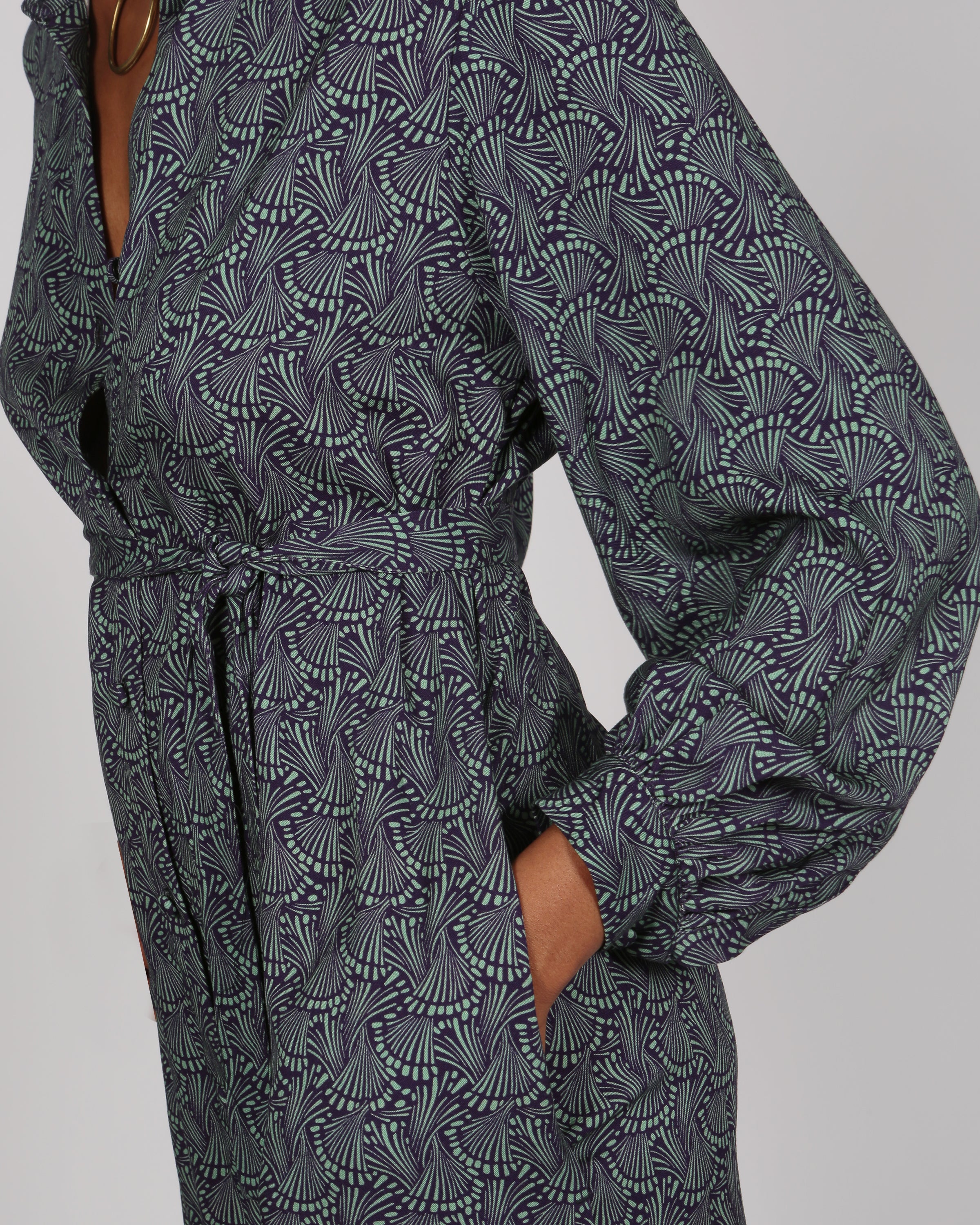 Tumbine Printed Shirt Dress With Belt