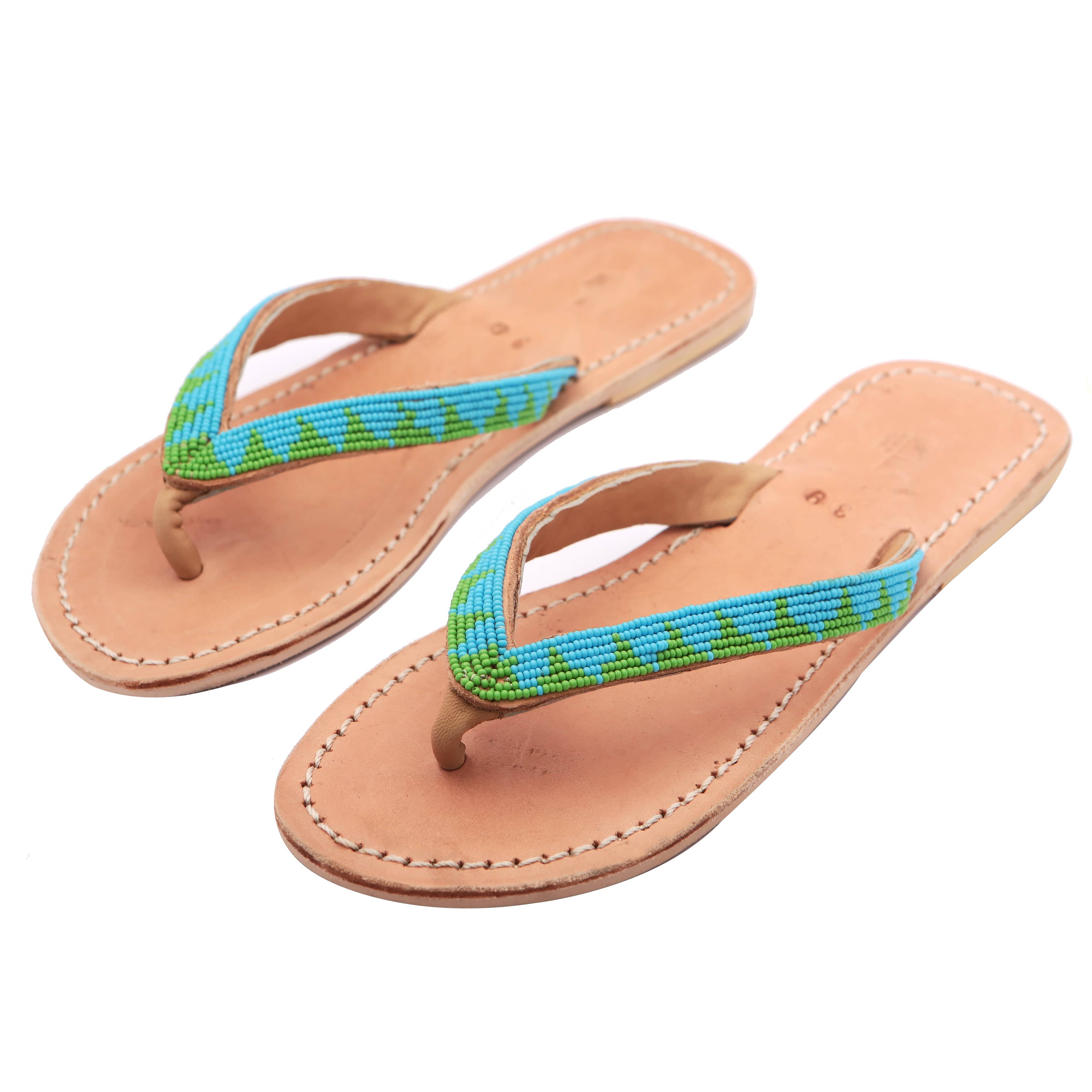 Kipini Hand Beaded Leather Sandals