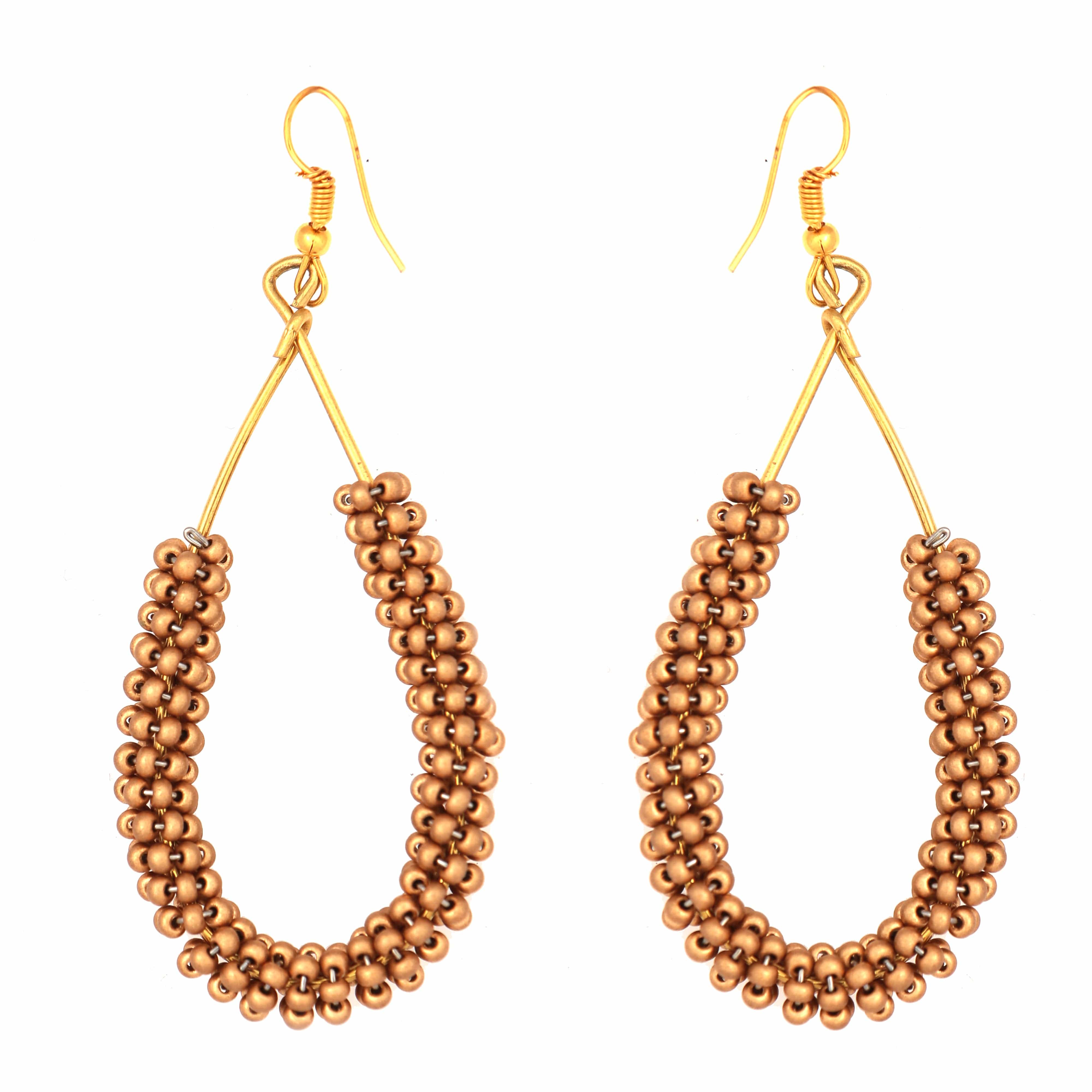 Wasini Gold Coloured Beaded Large Tear Drop Earrings