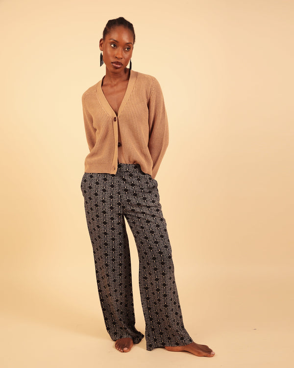 Bwahit Printed black and cream  Wide leg trouser in Lenzing™ Ecovero™