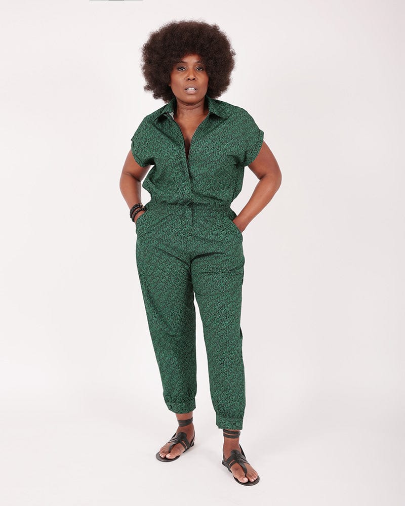 Agou Green Orchid Print Jumpsuit