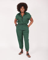 Agou Green Orchid Cotton Print Jumpsuit with Cap Sleeves