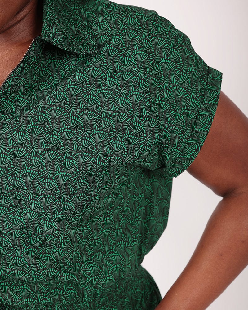 Agou Green Orchid Print Jumpsuit