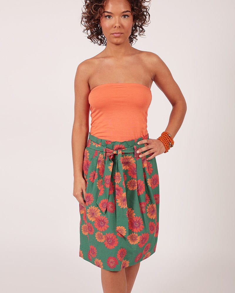 Abieri Belted Skirt Red Print