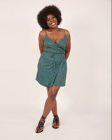 Korosi  Lenzing™ Ecovero™ Printed Green Strappy Print Short Wrap Dress