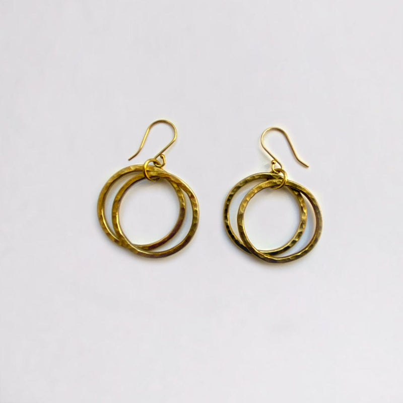 Shimoni Recycled Brass Double Ring Earrings